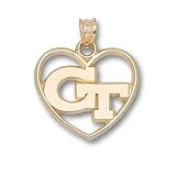 Georgia Tech Yellow Jackets Solid 10K Gold ''GT'' Heart Pendant