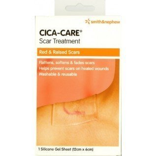Cica Care Gel Sheeting size 12cm x 3cm (1 sheet) , medically proven to be up to 90% effective in the improvement of red, dark or raised scars. It has been used by the medical profession to treat over one million people worldwide, reusable