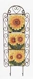 SUNFLOWER 3-D 3 Tile Metal Wall Hanger Key Hook Towel Rack