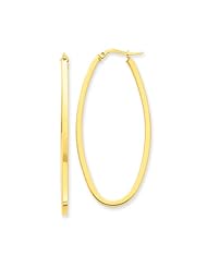 2mm, 14K Yellow Gold Square Tube Oval Hoop Earrings, 50mm (1 7/8")
