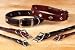 Hamilton Diamond Stud Leather Dog Collar, Burgundy, 20 x 3/4