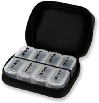 7 Day Sorter Pill Vitamin Medicine Weekly Travel Organizer Box in Zippered Case (Fas)