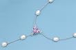 Sterling Silver Necklace - Heart and Beads with Amethyst CZ - 12mm Pendant Height