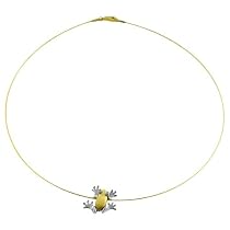 0.1 Ct Diamond 14 Karat Yellow & White Gold 16 Inch Frog Choker Necklace