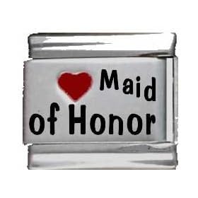 Clearly Charming Heart Maid of Honor Red Heart Laser Italian Charm