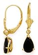 14K 8X5MM PEAR SHAPE BLACK ONYX LEVERBACK EARRINGS