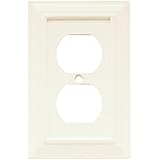 Brainerd 126331 Wood Architectural Single Duplex Outlet Wall Plate / Switch Plate / Cover, Cream/White