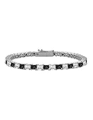 Black and White Diamond Princess-Cut Tennis Bracelet 14K White Gold 3.00 CT Diamonds