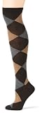 Hue Women's Argyle Knee Sock, Espresso, One Size