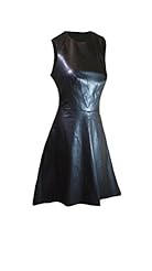 Fit-and-Flare Round Neck Sleeveless Faux-Leather Peplum  Dress