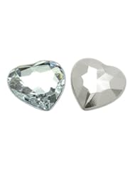 Single Detail Page Misc: DIY Jewelry Making: 5x Heart Shape Clear White AB Acrylic Faceted Point Back Rhinestones. About 16mm wide, 16mm long, 5.2mm thick - DIYJewelryDepot