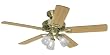 Hunter 22435 Sontera Three-Light 52-Inch Five-Blade Ceiling Fan, Antique Brass with Clear Globes