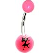 Pink Black Smile Chinese Symbol Belly Ring
