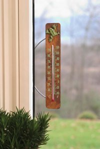 Copper Thermometer With Brass Frog