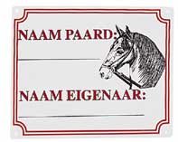 Sign: Horse's name and picture