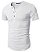 Doublju Mens Fashion Henley Short Sleeve Slim Fit Shirts