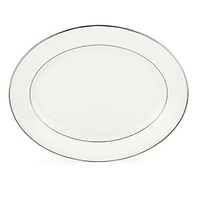 Lenox Floral Veil Bone China Platinum Banded 13 Oval Platter by Lenox