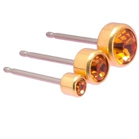 Reg Topaz Golden Titanium Earrings 4mm by 