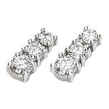 14K White Gold Created Moissanite 3 Stone Earring
