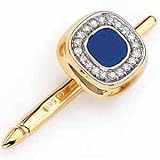 14Kt Yellow Gold Square Shape Blue Lapis and Diamond Tuxedo Stud