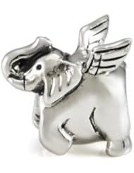 Genuine Ohm Beads (TM) Product. 925 Sterling Silver Flying Elephant European Bead Charm. 100% Satisfaction Guaranteed.