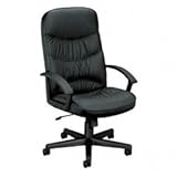 Basyx VL641ST11T VL640 Series Leather Executive High-Back Swivel/Tilt Steel Chair, Black