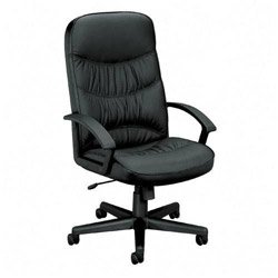 Basyx VL641ST11T VL640 Series Leather Executive High-Back Swivel/Tilt Steel Chair, Black