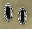 Black Onyx and Sterling Silver Oval Earrings, #TP216P