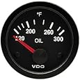 VDO 310106 Vision Style Electrical Oil Temperature Gauge 2 1/16" Diameter, 300F
