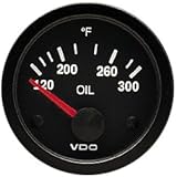 VDO 310106 Vision Style Electrical Oil Temperature Gauge 2 1/16" Diameter, 300F
