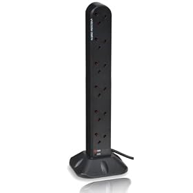 Duronic ST12B - 12 Way 2 Metre surge Tower Extension Lead Socket - 2M - Engineered to tell you when its surge protected
