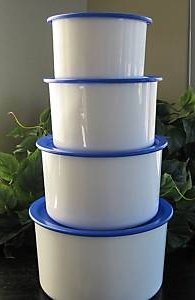 Tupperware One Touch Topper Canister Set Brilliant Blue