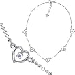 Solid 14KT White Gold Cubic Zirconia HOLLOW HEART Adjustable Length Ankle Bracelet