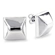 Sterling Silver Satin Shiny Polished Pyramid Button Earrings