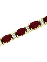 14k Yellow Gold 0.50ct Diamond & 6.00ct Oval Shape Ruby Bracelet