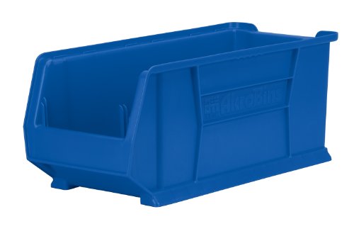 Akro-Mils 30287 24-Inch D by 11-Inch W by 10-Inch H Super Size Plastic Stacking Storage Akro Bin, Blue, Case of 4