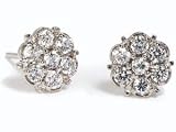 14K White Gold Flower Stud Earrings 7MM, Enhanced with Prong Set Diamonds