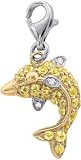 Dolphin Charm, 14K White Gold with Diamonds