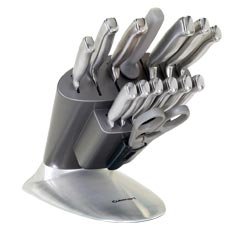 Cuisinart 15-Piece Stainless Steel Cutlery Set in Grey Fan Block