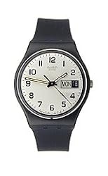 Swatch Men's GB743 Black Rubber Quartz Watch with White Dial