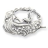 Sterling Silver Antiqued Fancy Lady Gazing out Window Pin