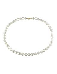 14k Yellow gold 7-7.5 MM Akoya Cultured Pearl Strand, 18"