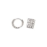 14K White Gold Cubic Zirconia Huggie Earrings