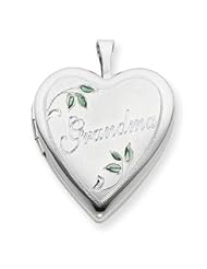 Silver 20mm Leaves Grandma Heart Locket