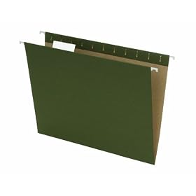 Pendaflex 74517 100% Recycled Hanging File Folders, 1/5 Cut, Letter Size, Green, 25/box