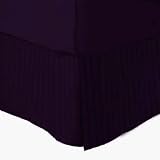 300TC Egyptian Cotton QUEEN Bed Skirt STRIPE PLUM BY MARRIKAS