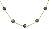 Ladies 16 Tin Cup Black Fresh Water Pearl Necklace