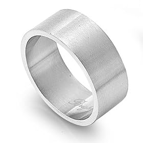 10mm Engravable Plain Stainless Steel Wedding Ring - Size 6: Jewelry