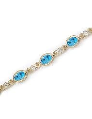 14K Yellow Gold Oval Blue Topaz and Diamond Bracelet