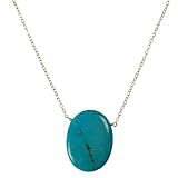14k Yellow Gold Necklace with Turquoise Oval Pendant, 16